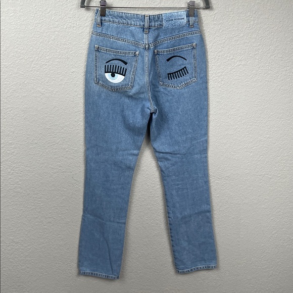 Chiara Ferragni Flirting Pockets Embroidered Slim Jeans Classic Blue Sz 27 - Picture 4 of 12